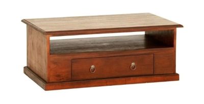 DALE SOLID MAHOGANY 2 DRAWER 100CM COFFEE TABLE IN LIGHT PECAN
