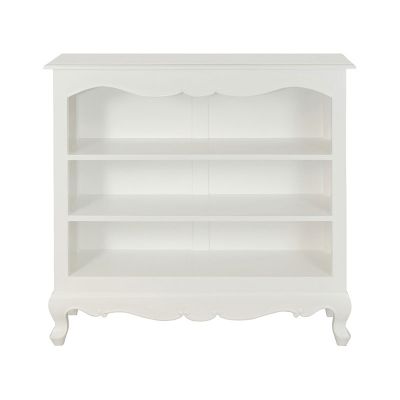 ALEXEI QUEEN ANN STYLE SOLID MAHOGANY LOW BOOKCASE IN WHITE