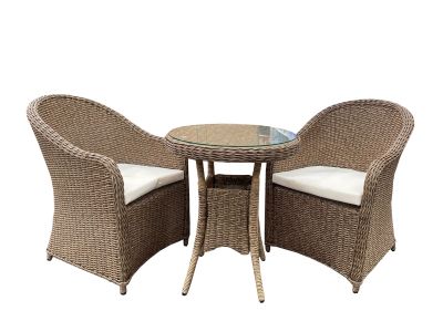 MARINA SYNTHETIC RATTAN WEAVE CHAIR SET (2 CHAIRS + RATTAN TABLE)