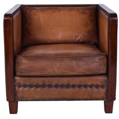 MORANG AGED LEATHER ARMCHAIR IN TOFFEE FINISH