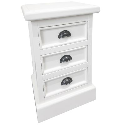 SHEBA BEDSIDE TABLE/NIGHTSTAND WITH 3 DRAWERS IN WHITE