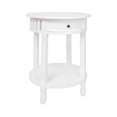 SHEBA ROUND SIDE TABLE/ACCENT TABLE/LAMP TABLE IN WHITE