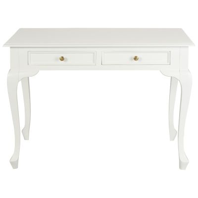 STEWART QUEEN ANN STYLE SOLID MAHOGANY 2 DRAWER 105CM DESK IN SOLID WHITE