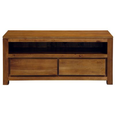 TANAKA SOLID MAHOGANY 120CM TV UNIT WITH 2 DRAWERS IN LIGHT PECAN