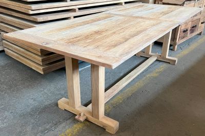 HOBART RECYCLED ELM TRESLE DINING TABLE 240CM