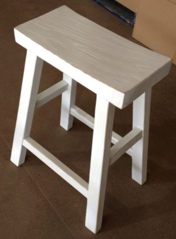 CHAGA RECYCLED ELM BAR STOOL IN DISTRESSED WHITE