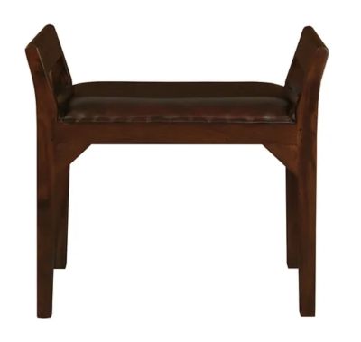 DELANY SOLID MAHOAGNY TIMBER SINGLE BENCH WITH GENUINE LEATHER SEAT IN MAHOGANY