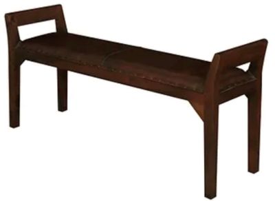DELANY SOLID MAHOAGNY TIMBER DOUBLE BENCH WITH GENUINE LEATHER SEAT IN MAHOGANY