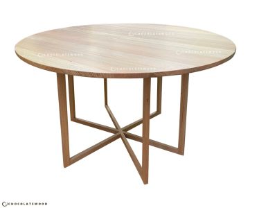 GETANO ROUND BAR TABLE IN SOLID TASSIE OAK CLEAR LACQUER - 1500MM DIAMETER