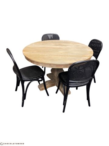 TIVOLI ROUND DINING TABLE 120CM DIAMETER +4 BERMUDA DINING CHAIRS IN BLACK