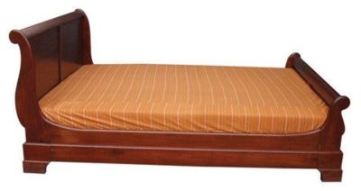 BRADY SLEIGH SOLID MAHOGANY TIMBER QUEEN BED IN MAHOGANY