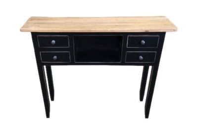 DAGENHAM 4 DRAWERS NARROW CHINESE HALL TABLE IN RECYCLED ELM NATURAL/BLACK