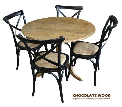 NORDIC ROUND DINING TABLE 750MM + 2 MELROSE DINING CHAIRS BLACK 3PCS