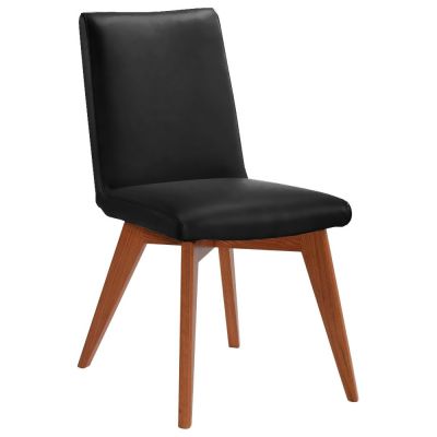 LILLY TOP GRAIN LEATHER DINING CHAIR IN BLACK/BLACKWOOD