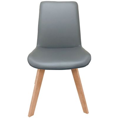 MILA TOP GRAIN LEATHER SWIVEL DINING CHAIR IN GREY