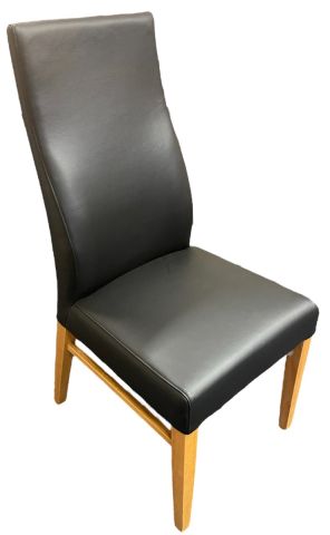 3 X BOSTON TOP GRADE LEATHER DINING CHAIRS BLACK/CLEAR LACQUER LEGS - FLOOR STOCK CLEARANCE