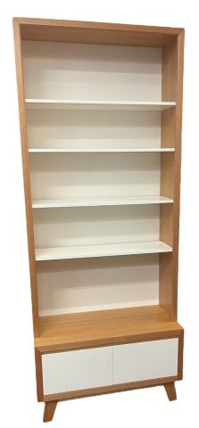 BLOOMFIELD TASSIE OAK BOOKCASE IN CLEAR LACQUER - FLOOR STOCK CLEARANCE