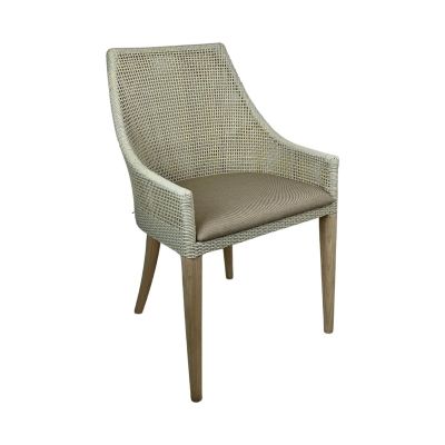 JENALLI HAMPTONS RATTAN OUTDOORS DINING CHAIR ANTIQUE WHITE ON WEAVE