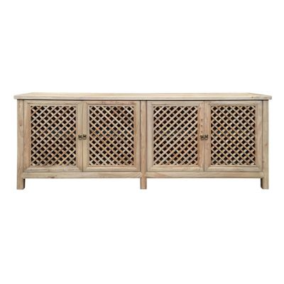 RAFAEL RECYCLED ELM BUFFET IN NATURAL FINISH WITH 4 LATTICE DOORS