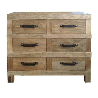 FAIRMONT RECLAIMED ELM TIMBER 6 DRAWER CHEST OF DRAWERS RUSTIC