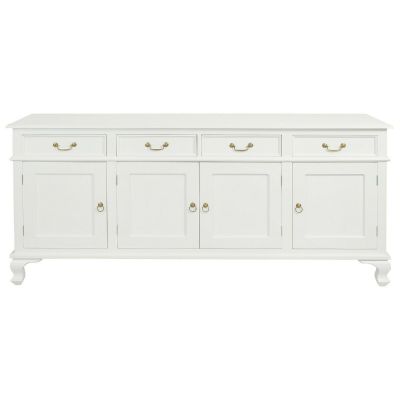 STEWART QUEEN ANN STYLE SOLID MAHOGANY 4 DOORS 4 DRAWERS 200CM BUFFET/SIDEBOARD IN SOLID WHITE