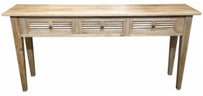 PALM BEACH LOUVRE STYLE 3 DRAWER HALL TABLE/CONSOLE TABLE IN SOLID OAK