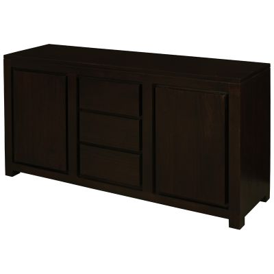 TANAKA SOLID MAHOGANY BUFFET WITH 2 DOORS & 3 DRAWERS IN CHOCOLATE FINISH
