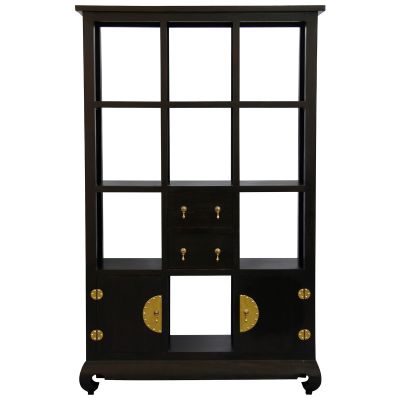 HIROKO SOLID MAHOGANY CHINESE STYLE 2 DOORS & 4 DRAWERS DISPLAY UNIT IN CHOCOLATE