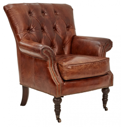 HARPER AGED LEATHER ARMCHAIR