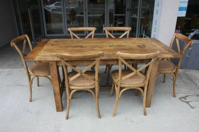 SHANGAHI RUSTIC PROVINCIAL DINING SET (TABLE + 6 CHAIRS)