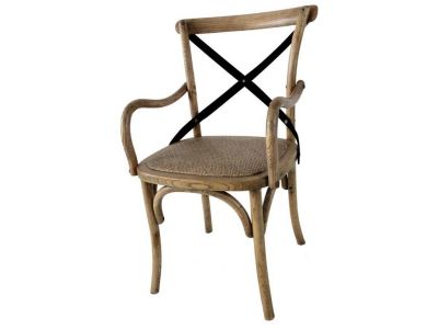  CROSS BACK CARVER ARMCHAIR/DINING CHAIR WITH METAL BACK IN OAK