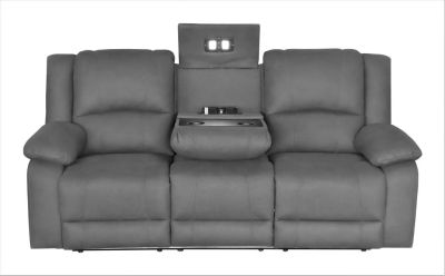 DORVAL 3-SEATER RECLINER SOFA WITH DROPDOWN TABLE (LIGHT/USB) LATTE
