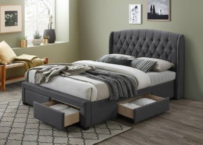 PASCAL HAMPTONS STYLE  BED IN QUEEN SIZE DARK GREY