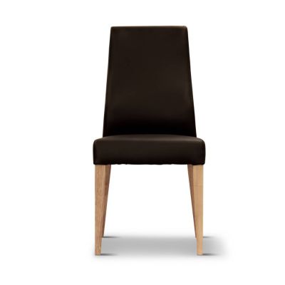 VALANCE BLACK PU DINING CHAIR WITH NATURAL LEGS IN TASSIE OAK