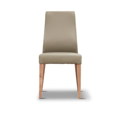 VALANCE MEDI SILVER PU DINING CHAIR WITH NATURAL LEGS IN TASSIE OAK