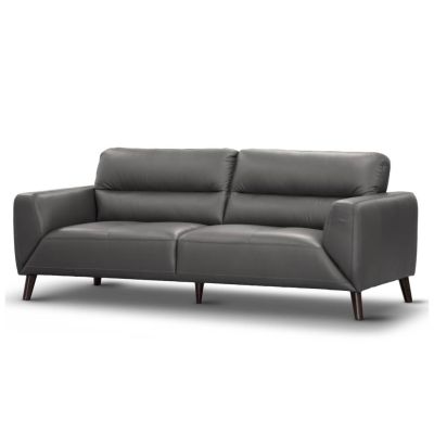 LOUANNE 3-SEATER REAL LEATHER SOFA SETTEE COUCH GUNMETAL