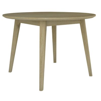 MOLLET SOLID ACACIA TIMBER 120CM DIAMETER ROUND DINING TABLE BRUSHED SMOKE