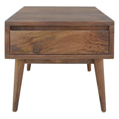 METRO SOLID MANGO WOOD TIMBER SIDE TABLE WITH DRAWER 